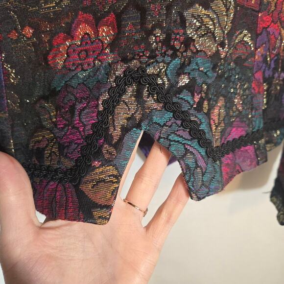 Vtg Cachet by Bari Protas Brocade Jacket Cropped Artsy 11/12 Floral Retro - Picture 5 of 6